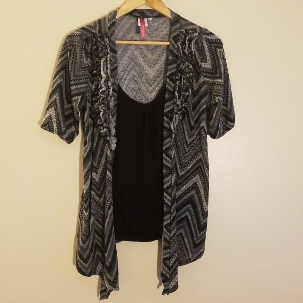 Heart Soul Ladies Black Drape Blouse